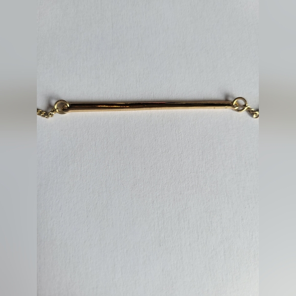 Gold Horizontal Bar Pendant Necklace- 22 Inches - Picture 5 of 5